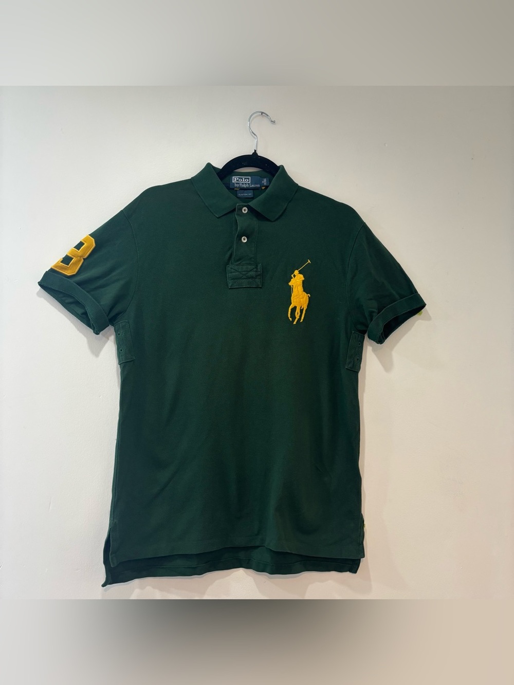 Ralph Lauren Dark Green Polo with Yellow Pony & Sleeve Patch